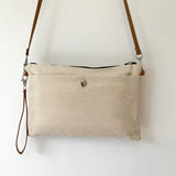 Retro Canvas Shoulder Bag For Women Leather Rope Zipper Crossbody Bag