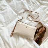 Retro Canvas Shoulder Bag For Women Leather Rope Zipper Crossbody Bag