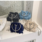 Retro Canvas Tassel Crossbody Bags Personality Ins Ladies Bucket Purses