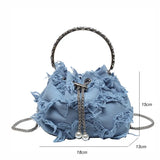 Retro Canvas Tassel Crossbody Bags Personality Ins Ladies Bucket Purses