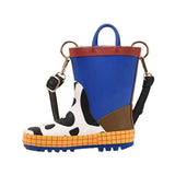 Retro Cartoon Rain Boots PU Waterproof Messenger Bag Large Capacity Tote Bag
