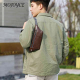Retro Men PU Leather Phone Pouch Chest Waist Pack Outdoor Shoulder Bag