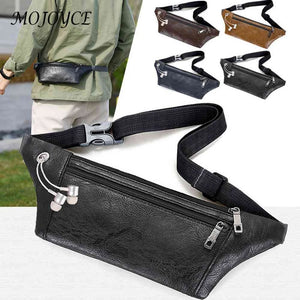 Retro Men PU Leather Phone Pouch Chest Waist Pack Outdoor Shoulder Bag