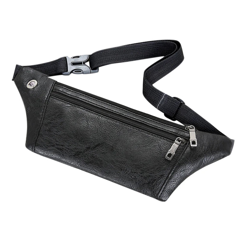 Retro Men PU Leather Phone Pouch Chest Waist Pack Outdoor Shoulder Bag