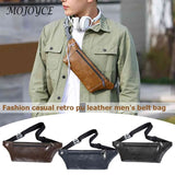 Retro Men PU Leather Phone Pouch Chest Waist Pack Outdoor Shoulder Bag