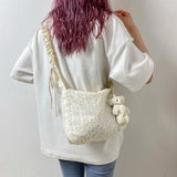 Flowers Canvas Student Shoulder Bag Casual Women Shoulder Bag