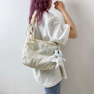 Flowers Canvas Student Shoulder Bag Casual Women Shoulder Bag