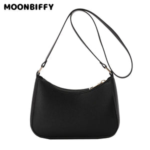 Retro Casual Women Handbag Solid PU Leather Shoulder Bags Underarm Ladies Shoppe