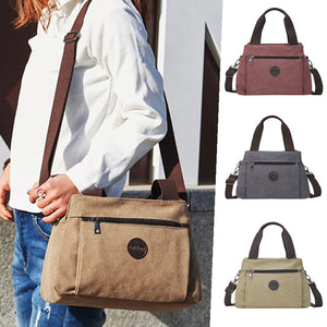 Casual Canvas Shoulder Bag Large Capacity Multi-compartment
