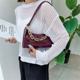 Retro Casual Women's Totes Shoulder Bag PU Leather Chain Handbags