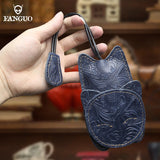 Retro Cat Pull Type Key Bag Leather Key Wallet Car Smart Holder