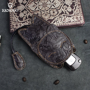 Retro Cat Pull Type Key Bag Leather Key Wallet Car Smart Holder