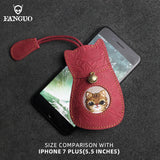 Retro Cat Key Bag Real Leather Holder Case