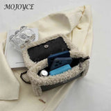 Retro Chain Shoulder Bags Fleece Faux Suede Handbag PU Splicing Vintage Satchel