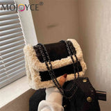 Retro Chain Shoulder Bags Fleece Faux Suede Handbag Street Satchel