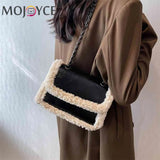 Retro Chain Shoulder Bags Fleece Faux Suede Handbag Street Satchel