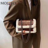 Retro Chain Shoulder Bags Fleece Faux Suede Handbag Street Satchel