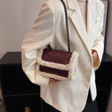 Vintage Retro Chain Crossbody Bag Fleece Flap Street Satchel