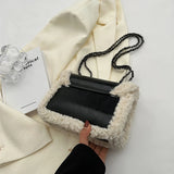 Vintage Retro Chain Crossbody Bag Fleece Flap Street Satchel