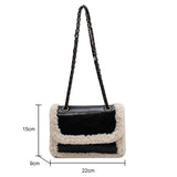 Vintage Chain Shoulder Bag Faux Suede Crossbody Street Satchel for Lady