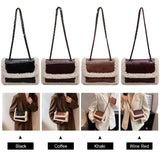 Vintage Retro Chain Crossbody Bag Fleece Flap Street Satchel