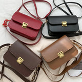 Retro Chain Strap Handbag Women Pu Leather Crossbody Bag