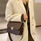 Retro Chain Strap Handbag Women Pu Leather Crossbody Bag