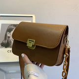 Retro Chain Strap Handbag Women Pu Leather Crossbody Bag