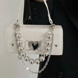 Crocodile Pattern Shoulder Bag for Women Girls Retro Chains Crossbody Handbag