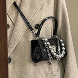 Crocodile Pattern Shoulder Bag for Women Girls Retro Chains Crossbody Handbag