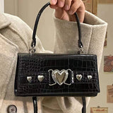 Crocodile Pattern Shoulder Bag for Women Girls Retro Chains Crossbody Handbag