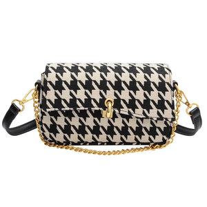Plaid Handbag Tweed Shoulder Crossbody Bag Chain Clutches