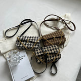 Plaid Handbag Tweed Shoulder Crossbody Bag Chain Clutches