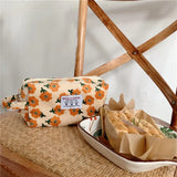 Plaid Corduroy Cosmetic Bag Travel Makeup Pouch