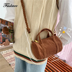 Corduroy Crossbody Bag Womens Retro Handbag Clutch Phone Wallet Shoulder Bag
