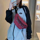 Corduroy Waist Bag Zipper Chest Bag Women