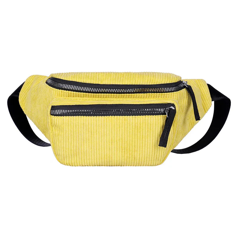 Corduroy Waist Bag Zipper Chest Bag Women