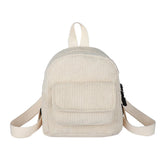 Corduroy Mini Backpack for Women - Small Student Girls Schoolbags