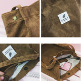 Retro Corduroy Shoulder Bag Large-capacity Shopping Handbag