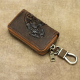 Retro Cow Leather Keychain Wallet Men Leather Car Key Pocket