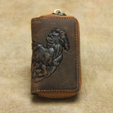 Retro Cow Leather Keychain Wallet Men Leather Car Key Pocket