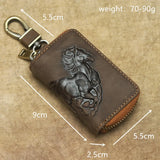 Retro Cow Leather Keychain Wallet Men Leather Car Key Pocket