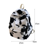 Retro Cow Leopard Printing Women Backpacks Autumn Winter Soft Plush School Bags