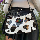 Retro Cow Pattern Women Messenger Handbags PU Leather Shoulder Bags