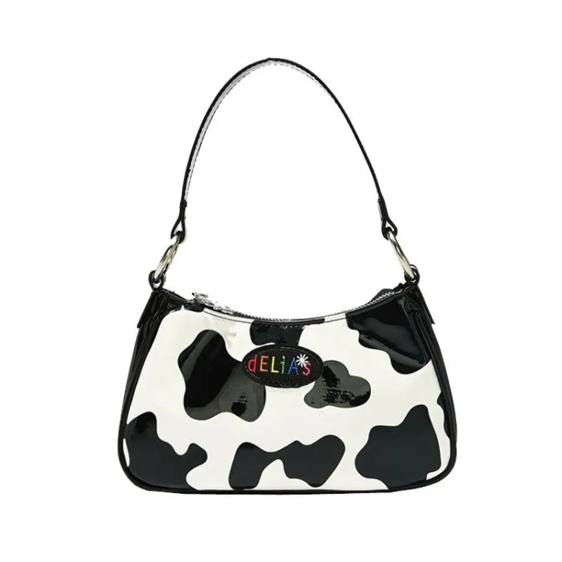 Retro Cow Pattern Women Messenger Handbags PU Leather Shoulder Bags
