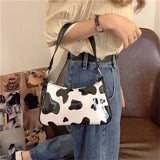 Retro Cow Pattern Women Messenger Handbags PU Leather Shoulder Bags