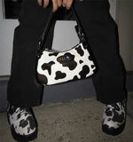 Retro Cow Pattern Women Messenger Handbags PU Leather Shoulder Bags
