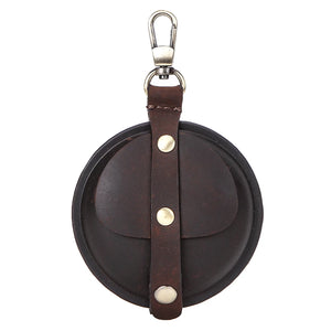 Retro Crazy Horse Cowhide Zero Wallet Data Cable Bluetooth Headset Case