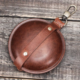Retro Crazy Horse Cowhide Zero Wallet Data Cable Bluetooth Headset Case