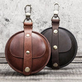 Retro Crazy Horse Cowhide Zero Wallet Data Cable Bluetooth Headset Case